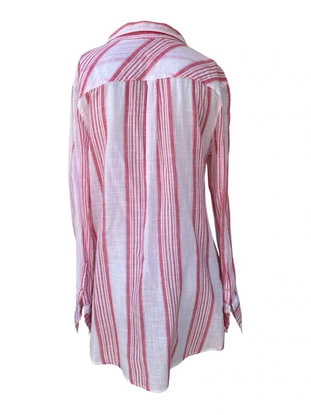 Merona Women's Pink Striped Long Sleeve Tunic Blouse – Size XL